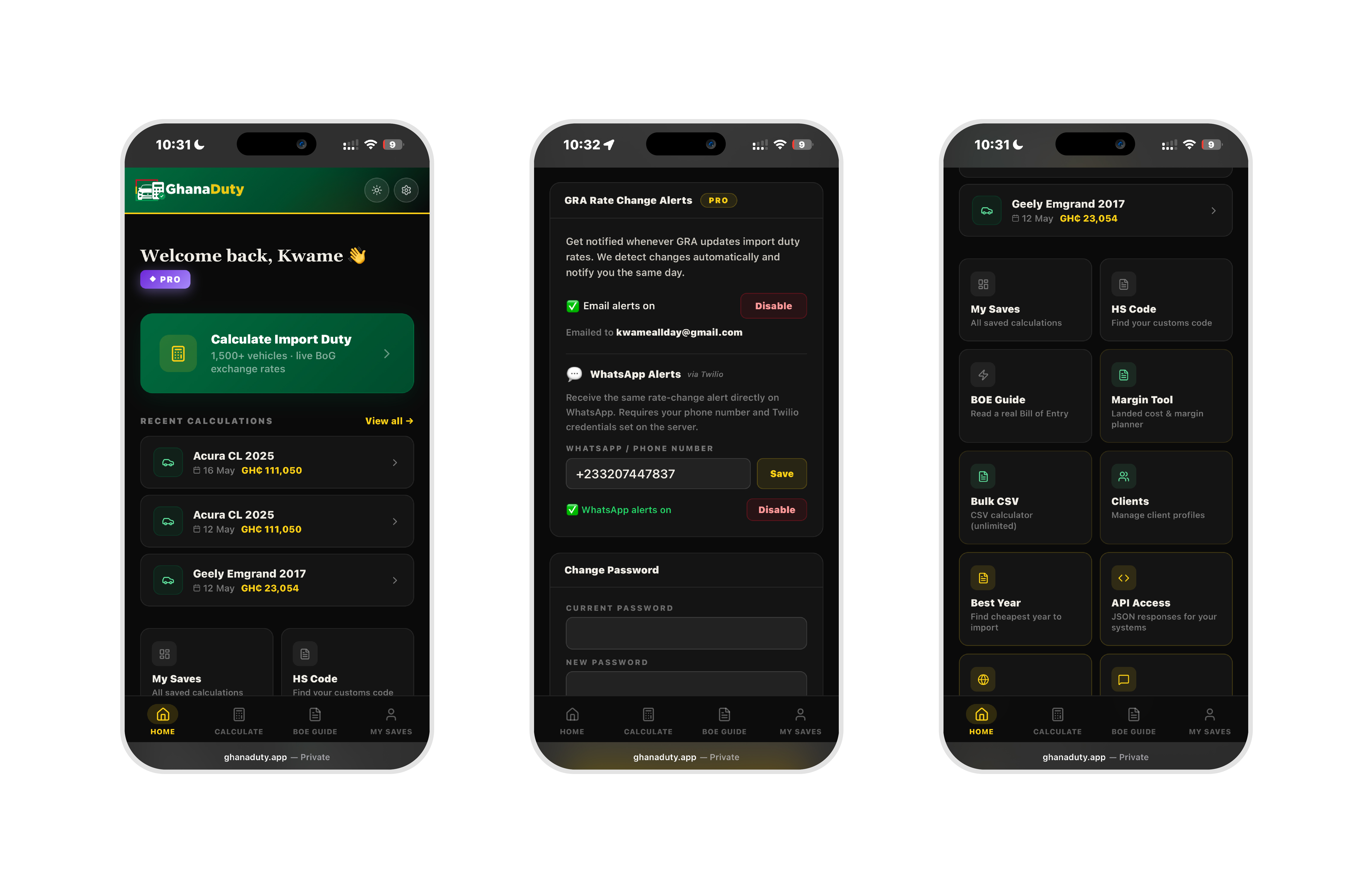 Ghana Duty Calc — Mobile View